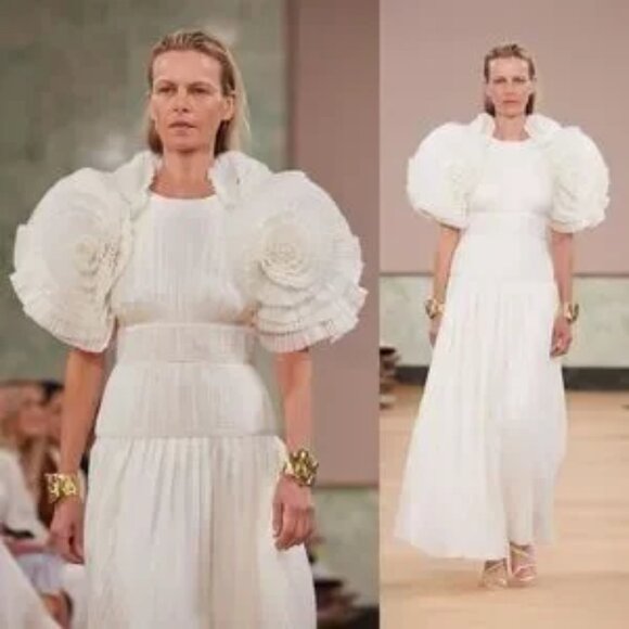 Aje Sculptura Expressive Pleated Organza Maxi Dress White Bridal NEW with tag - Picture 8 of 15